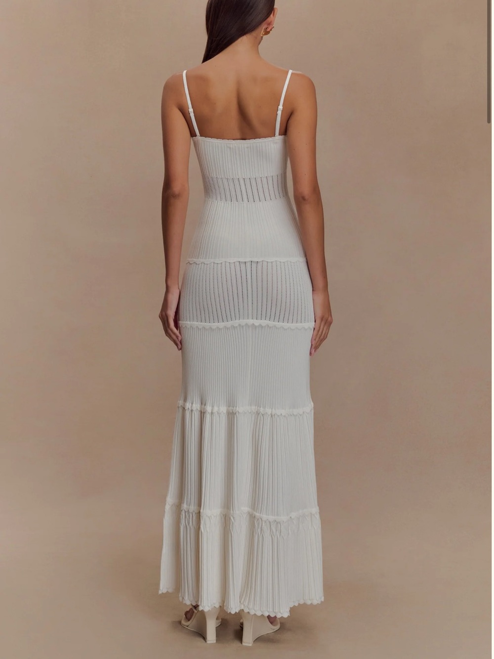 NWT Meshki Finley Pointelle Knit Maxi Dress in Ivory - Picture 2 of 15